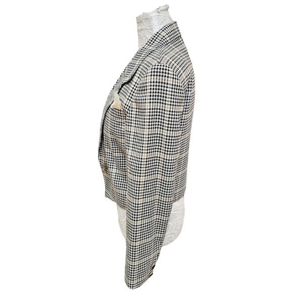 Weinberg Paris Houndstooth Tartan Plaid Single Button Short Blazer Size Medium - Picture 3 of 12